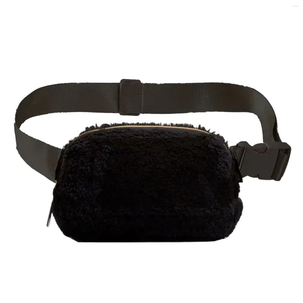 Sacos de cintura Bolsa Telefone celular para mulheres de inverno multifuncional pelúcia ao ar livre um ombro peludo peito ajustável