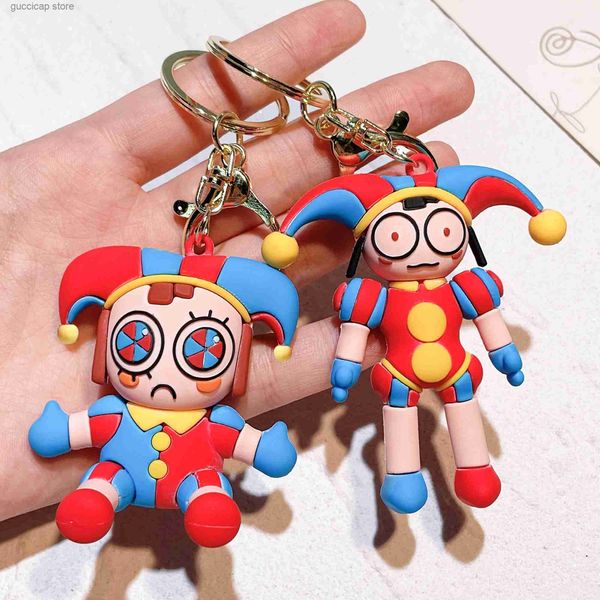 Anahtarlıklar Landards şaşırtıcı dijital sirk anime figürü Keychain Kawaii Joker Kolye Modeli Çıplak Diş Bebek Koleksiyonu Noel Hediye Çocuk Oyuncak Y240318