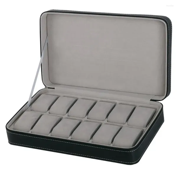 Sacos de armazenamento portátil 12 slots relógio caixa de exibição organizador com estilo zíper multi-funcional pulseira caso