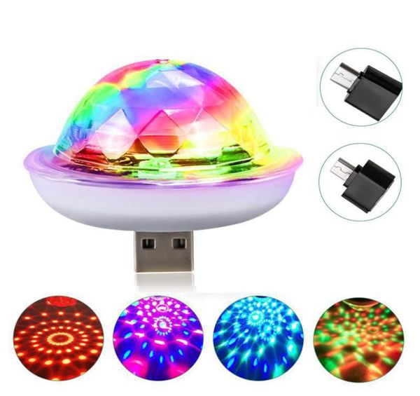 Mini USB LED Disco DJ Effetti scenici Luce portatile Festa in famiglia Palla Luci colorate Bar Club Lampada effetto Illuminazione telefono cellulare5803020