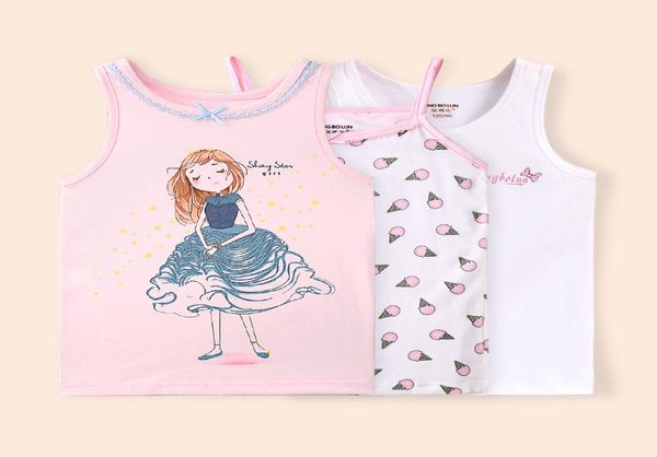 3pcslot Baby Mädchen Tanks Tops Solide Kinder Weste Strand Kinder Unterwäsche 100 Cottongirl Ärmellose T-shirts VE004 T2004139347613