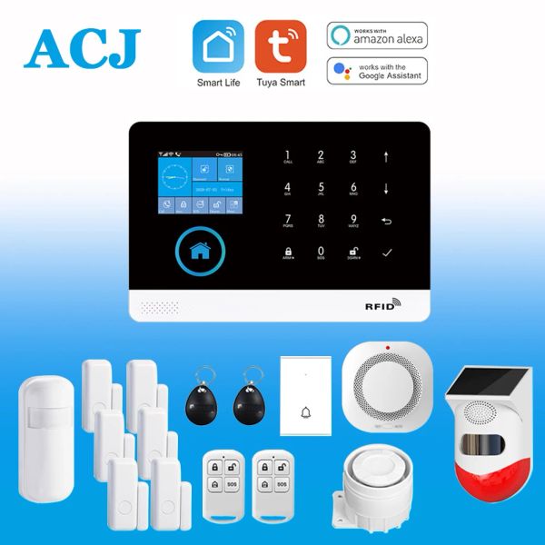 Okuyucular ACJ PG103 WiFi Alarm Sistemi Ev Hırsız Güvenliği Tuka Akıllı Ev Uygulama Kontrolü 433MHz GSM Kablosuz Hareket Sensörü Kamera