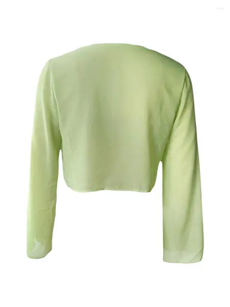 Camicette da donna Top corto slim fit peplo da donna T-shirt allacciate a maniche lunghe verdi