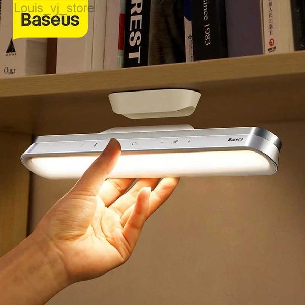 Tischlampen Baseus Magnetische Tischlampe zum Aufhängen, kabellose Touch-LED-Schreibtischlampe, Heimschrank, Arbeitszimmer, Leselampe, stufenloses Dimmen, USB-Nachtlicht YQ240316