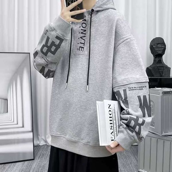 Hooded Hoodie Herren Herbst Winter High Collar Fake Fake Zwei koreanische lockere langärmelte trendige und vielseitige hübsche Paarjacken