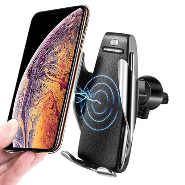 Caricabatterie wireless per auto con sensore automatico per iPhone Xs Max Xr X Samsung S10 S9 Supporto per telefono per auto con ricarica wireless veloce a infrarossi intelligente LL