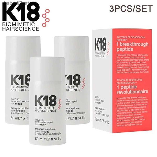 Shampoo Condicionador 3PCS K18 50ml máscara facial para cuidados com os cabelos permanece na molécula para restaurar a tintura Perm danificada, macia e reparar profundamente as condições do couro cabeludo Q240316