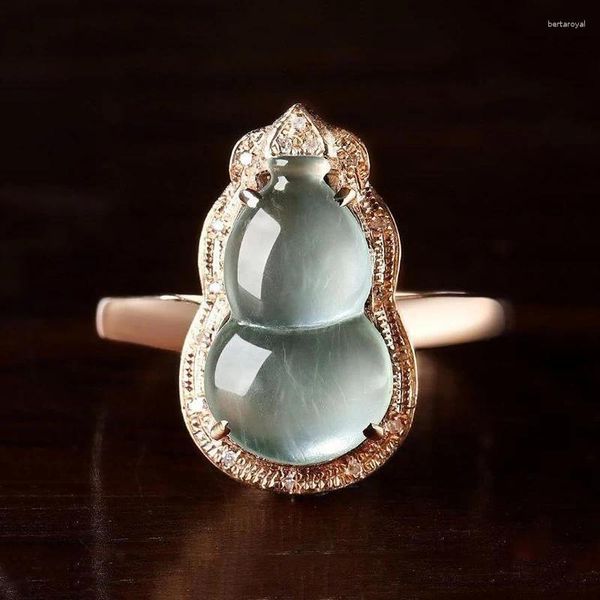 Anéis de cluster Design criativo semente natural calcedônia cabaça anel ajustável estilo chinês luz luxo charme feminino jóias de prata