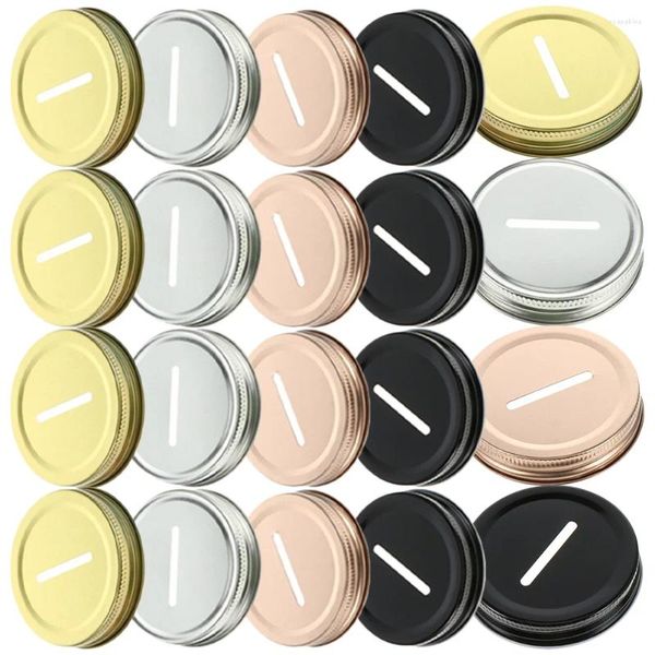 Garrafas de armazenamento 20 Pcs Mason Piggy Bank Tampa Jar Tampas Ampla Boca Frascos Pode Vedação Canning Acessórios Flandres Coin Slot Caps Trabalho Água