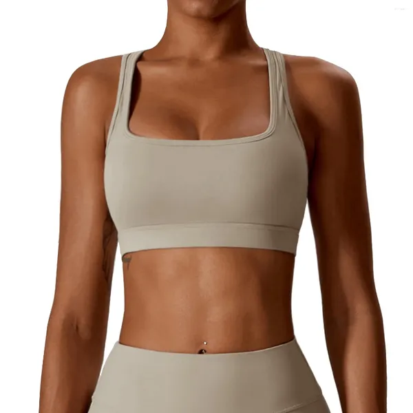 Yoga-Outfit für Damen, Stretch, Kompression, drahtfrei, unterstützender BH mit offenem Rücken, sexy Indoor-Laufübung