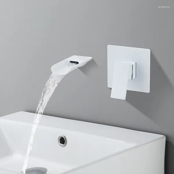 Rubinetti per lavandino del bagno Rubinetto per lavabo Tuqiu Bianco a parete Nero Rubinetto a cascata Set miscelatore Combinazione Blanoir