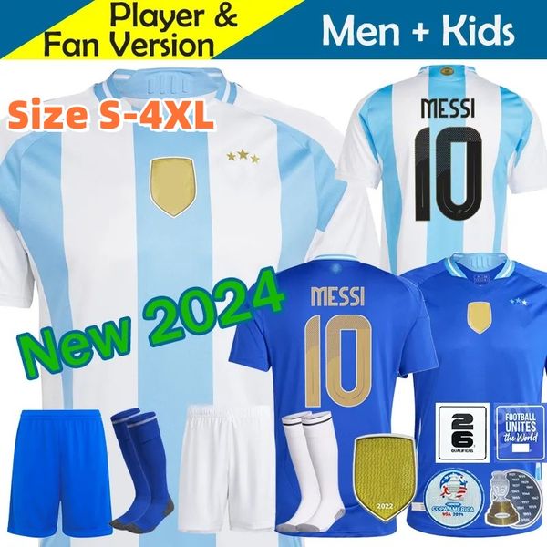 4xl 24 25 Jerseys de futebol argentina Copa America Copa Camisetas Seleção Nacional 2024 2025 Home Away Football Sirts Kids Kits Player Version Di Maria LaUtaro Martinez