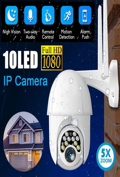 Telecamera IP WIFI HD 1080P Wireless CCTV esterna PTZ Smart Home Security IR Cam Allarme di localizzazione automatica 10 LED Telefono impermeabile Remo2991217