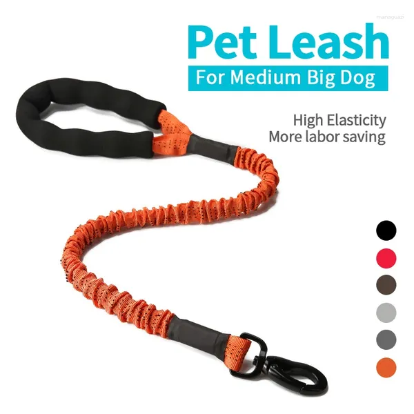 Coleiras de cachorro extensível chumbo forte reflexivo confortável alça acolchoada bungee treinamento pet trela para cães médios grandes corda tração