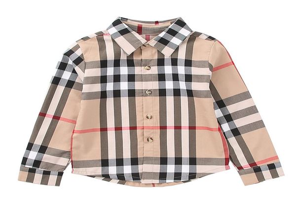 Осенние клетчатые рубашки для детей, топы с длинными рукавами и пуговицами для мальчиков и девочек, рубашка с отложным воротником, блузка, повседневные детские рубашки9904394
