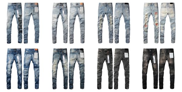 Designer de moda masculina clássico retro perna reta jeans masculino e feminino casais rua calças finas rasgado remendo mendigo jeans tamanhos 28-40
