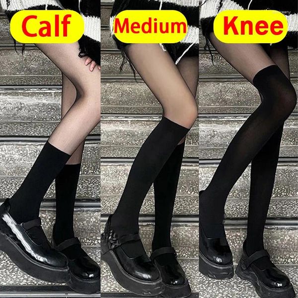Kadınlar çorap şeffaf siyah ekleme tayt diz şerit çorapları seksi zayıflama uyluk yüksek külotlu çorap legging ipek tüp