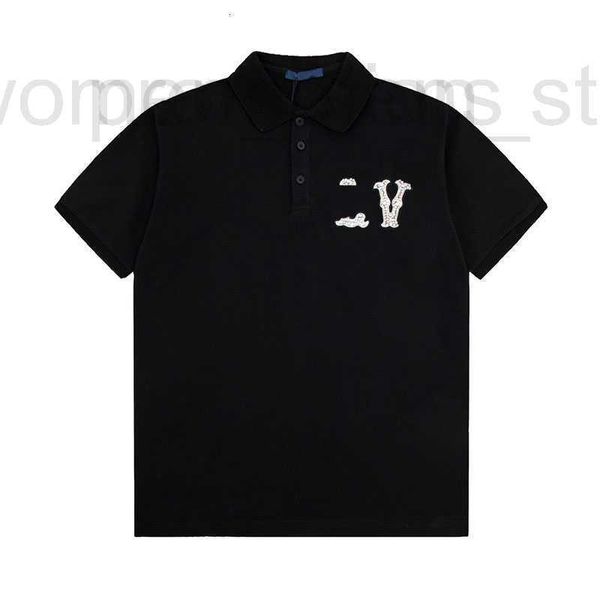 Polo da uomo firmate Designer ShMens Damier Jacquard Pique di cotone Smart Black PoCon Pat ricamatoMen Leisure OffiSports Camicia Uomo Tennis Oversize W4JW