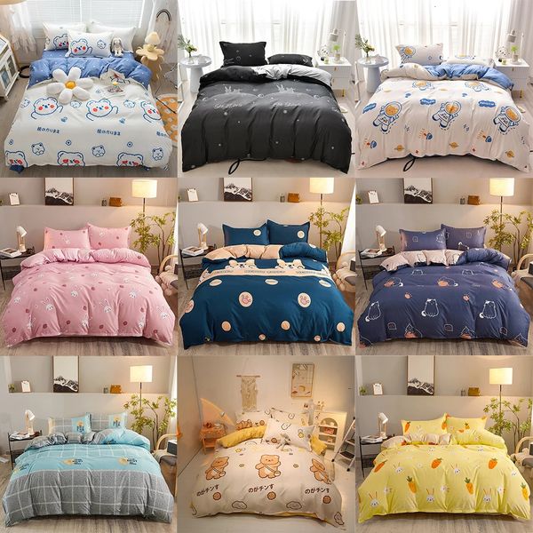 Yanyangtian nórdico cama de quatro peças conjunto de cama verão inverno cobertores para cama queen size lençóis conjunto natal decoração do quarto 240306