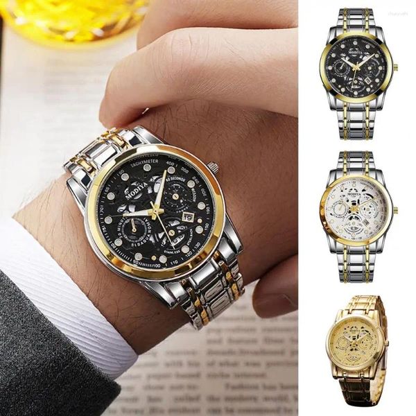 Armbanduhren Uhr für formelle Anlässe, exquisite Herren-Quarz-Armbanduhr mit Nachtlicht, Datumsanzeige, hochpräzises Legierungsarmband für Herren