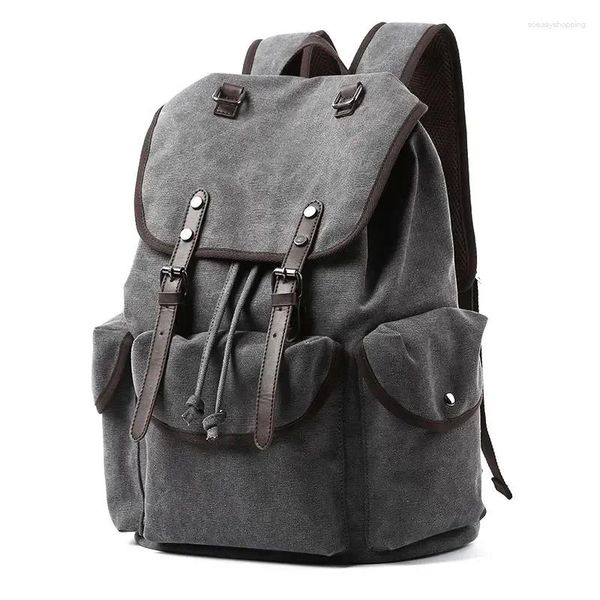 Rucksack Herren Canvas Vintage 30L Großer Reiserucksack Lässige Büchertasche Für 15,6-Zoll-Laptop Wandern Tagesrucksack