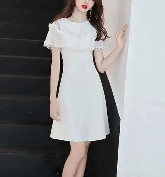 Casual Kleider Sommer Weiß Schwarz Langes Kleid Süße Koreanische Abend Oansatz Frauen Party Kleider A-Linie Elegant