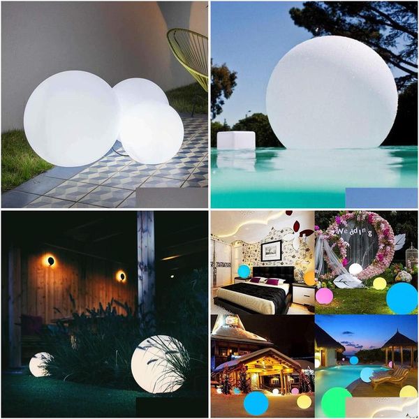 Lampade da giardino Impermeabile Ricaricabile Lampada a sfera a LED Decorazione da giardino per esterni Piscina Sfere Sfera galleggiante con luci di consegna a goccia remota Dhtp8