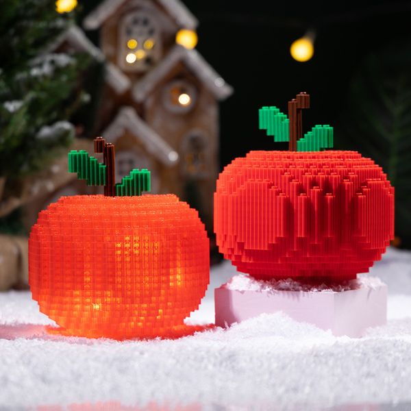 Atacado brinquedo personalizado em massa novo tijolo construir brinquedo de frutas tijolos kit bloco de construção modelo bloco de construção brinquedo luz natal criança criativo brinquedo diy brinquedo de natal para criança