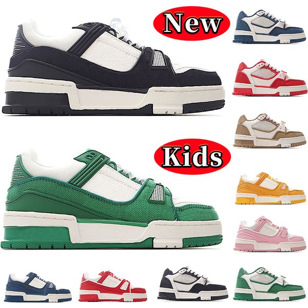 Scarpe firmate per bambini Trainer Sneaker scarpe da ginnastica per bambini ragazzi ragazze sneaker basse da skate Logo cinturino ricamato Scarpe con plateau in tela da uomo Sneakers casual di lusso