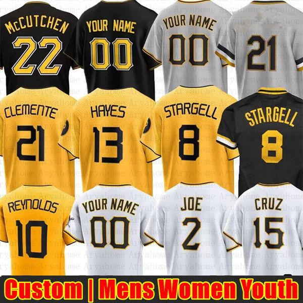 Maglia da baseball personalizzata Roberto Clemente Andrew 22 McCutchen Barry Bonds Oneil Cruz Ke'Bryan Hayes Bryan Reynolds City Connect Paul Skenes Mitch Keller Jack Suwinski