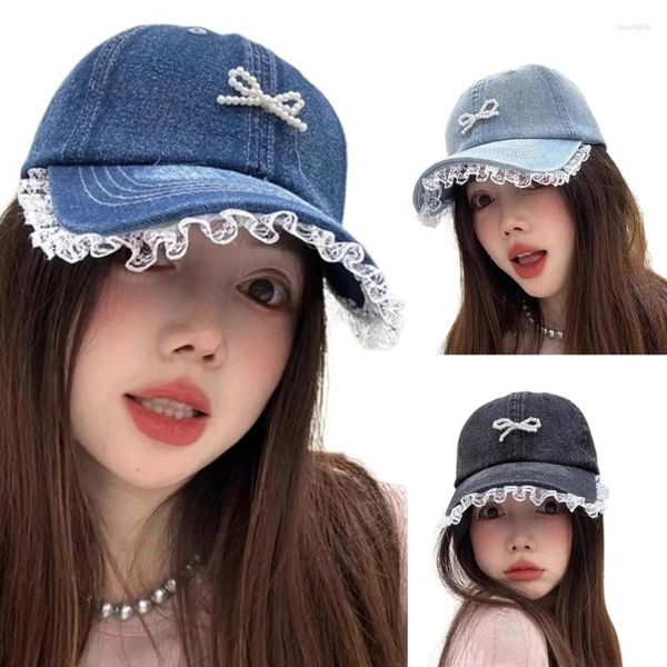 Cappello da baseball da donna con fiocco moderno con borchie per ragazze, versatile e regolabile