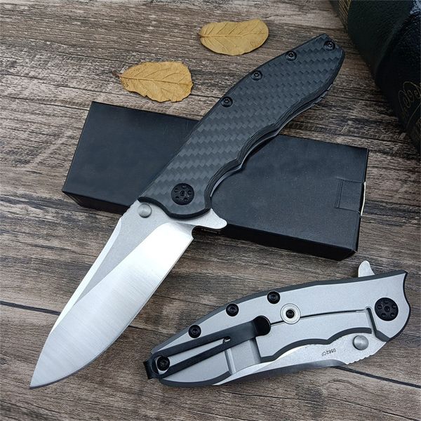 Carbon Fiber 0562CF Assisted Flipper Klappmesser, glatte Stonewashed-Klinge mit hinterem Griff aus Titan, taktisches Outdoor-Taschenmesser 0022 0808 0308 0393