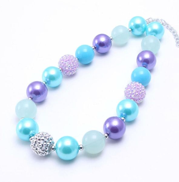 Todo PurpleBlue Color Beads Kid Colar Chunky Mais Recente Moda DIY Bubblegum Bead Chunky Colar Crianças Jóias Para Toddl9892243