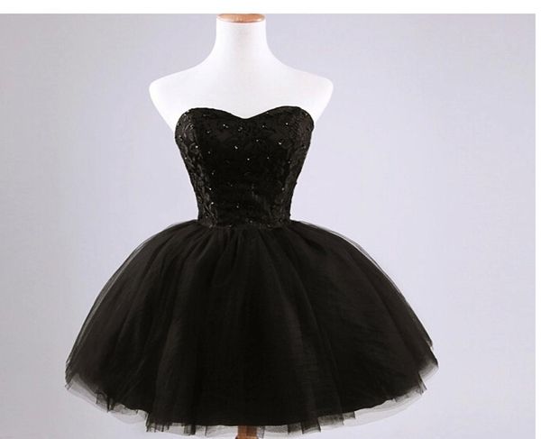 Nuovo arrivo elegante donna abito corto da ballo nero con lacci principessa innamorato che borda moda donna vestito da ballo nero4363891