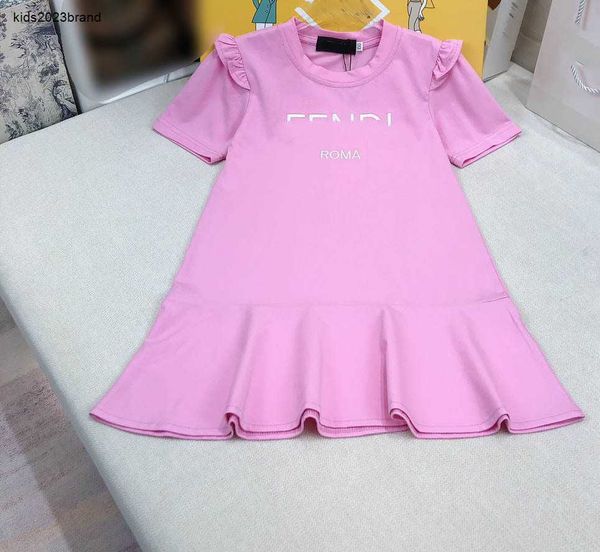 Novas meninas vestidos crianças saia prata carta bordado vestido de princesa tamanho 90-150 cm crianças roupas de grife vestido de bebê 24mar