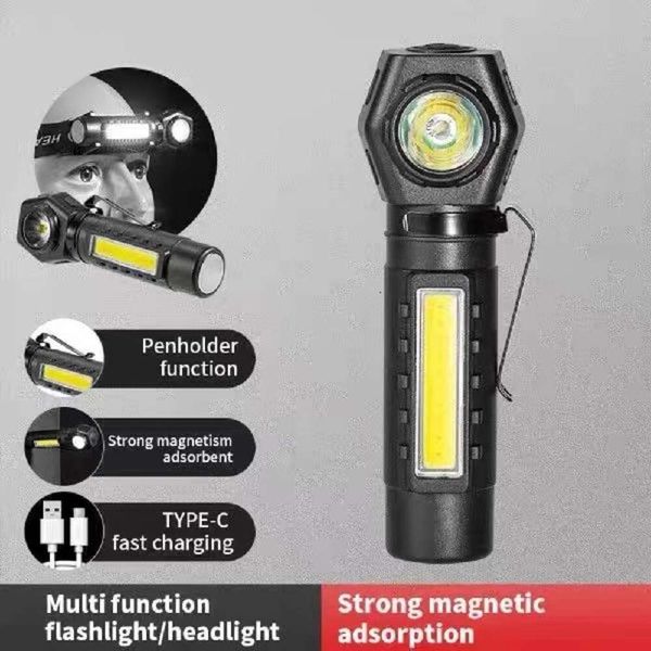 LED-Scheinwerfer, starkes Licht, wiederaufladbar, superhell, am Kopf montierte Beleuchtung, Taschenlampe, tragbare Mini-Arbeitsleuchte für den Außenbereich 394777