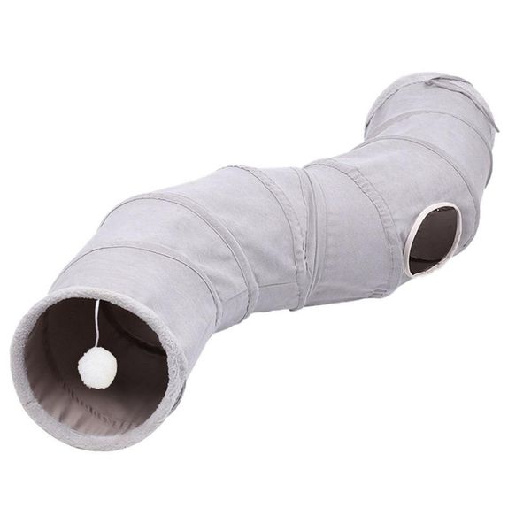 Giocattoli per gatti Tunnel Toy 1.24M Divertente Pet 3 fori Tubi da gioco Palline Pieghevole Piega Gattino Cucciolo Coniglio Cane Consegna a goccia Giardino di casa Su Dhcvb