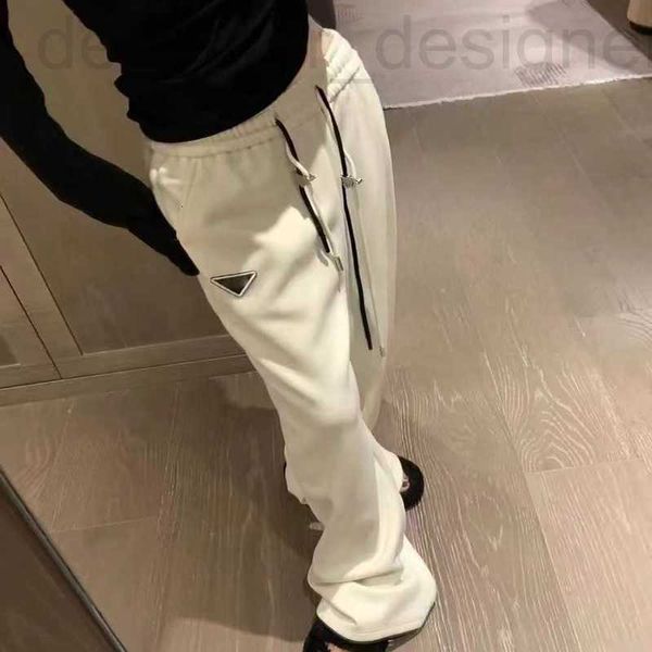 Pantaloni da donna Capris Designer Triangolo in metallo Etichetta impreziosita con coulisse imbottita Pantaloni sportivi casual Skinny drappeggiati Gamba larga P6WK