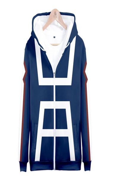 3D stampato My Hero Academia Zipper Felpa con cappuccio Uomo Donna Boku No Hero Academia All Might Deku Costume cosplay Uniforme scolastica Giacche3135768