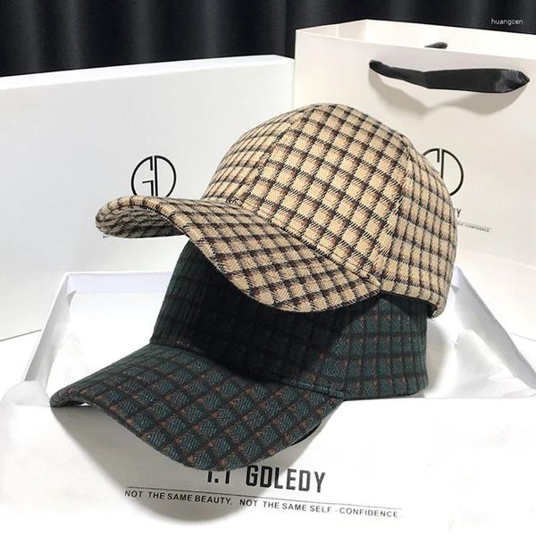 Berretti da baseball Berretto da baseball scozzese retrò da donna Mostra il viso Cappello a cilindro rigido rosso a rete piccola Moda uomo Tetto curvo Cupola per protezione solare