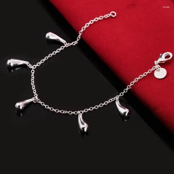 Charm-Armbänder aus 925er-Sterlingsilber, fünf Tropfen Regen, geeignet für feminine Verlobungsfeier, Hochzeitsmode