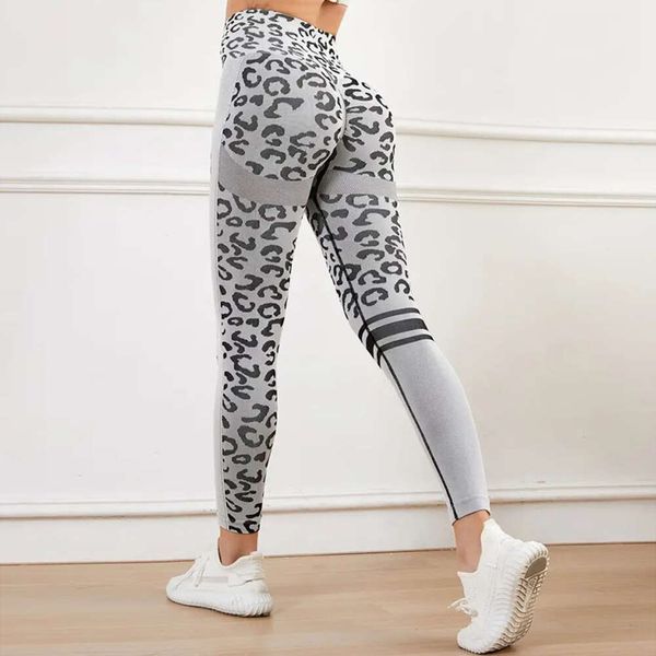 Frauen Leoparden nahtlose Hochtaille Heben Sie Honig Pfirsich Hüfte Fiess Leggings Yoga Fitnessstudio Strumpfhosen Laufen Sporthosen