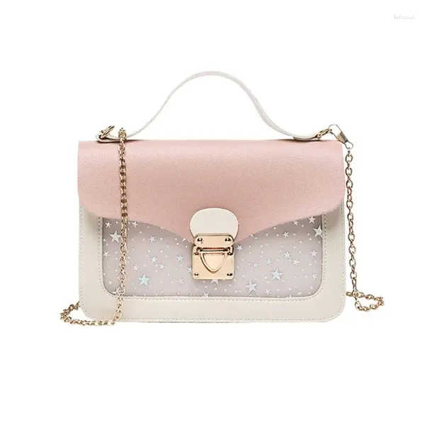 Sacos de ombro Pequeno pacote quadrado PU saco estrela lantejoulas bolsa crossbody para mulheres