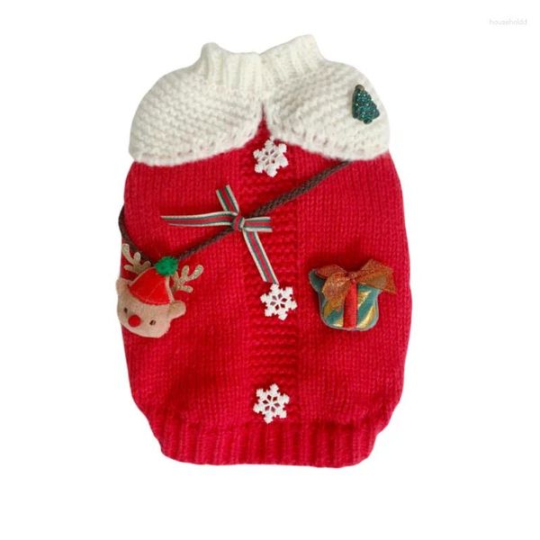 Abbigliamento per cani Maglione per animali domestici in tessuto carino Borsa a tracolla diagonale natalizia Cucciolo Gatto Bixiong Blu Bianco Autunno e inverno Calore Teddy Pomerania