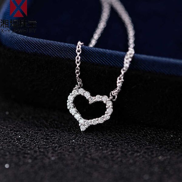 Дизайнерское ожерелье Tiffay and Co Love, женское ожерелье из стерлингового серебра S925 с покрытием из белого золота 18 карат, простой кулон в форме сердца, цепочка на ключицу