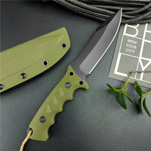 Nova lâmina de aço verde/preta 8cr13mov g10, faca de caça com bainha kydex, faca tática de bushcraft, facas de sobrevivência