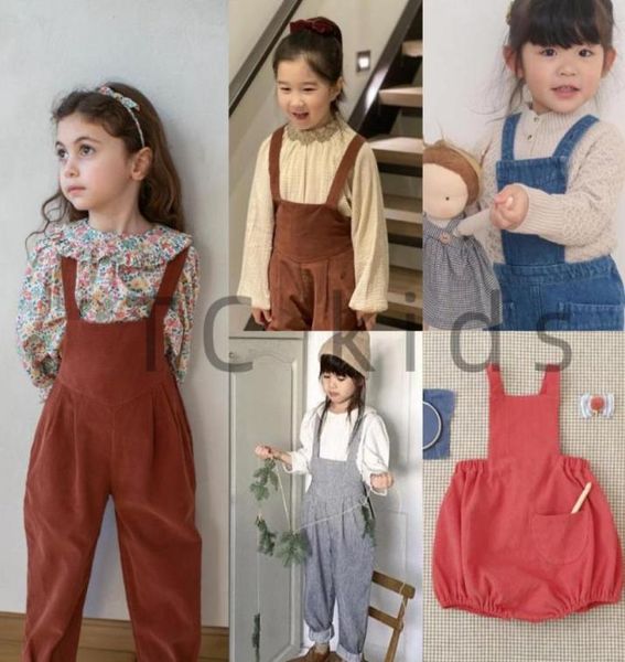 Macacões crianças menina cinta macacão com perna longa soor ploom crianças primavera verão marca moda onepiece macacão5161611