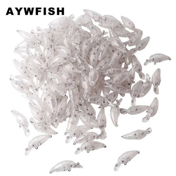 AYWFISH 2050 PZ LOTTO Kit di esche rigide non verniciate per esche artificiali Crankbait Minnow Matita Wobblers fai da te per set di esche per la pesca alla spigola 240312