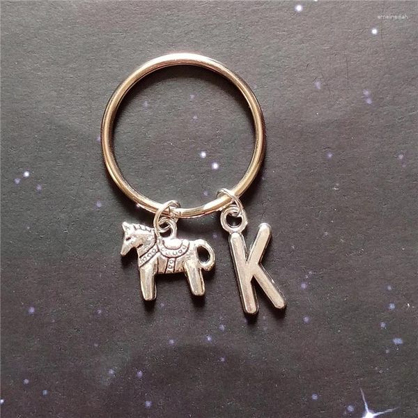 Schlüsselanhänger Trojanisches Pferd Schlüsselanhänger Niedliche Geschenke Schlüsselanhänger Initiale Tier Mini Metall Schlüsselanhänger