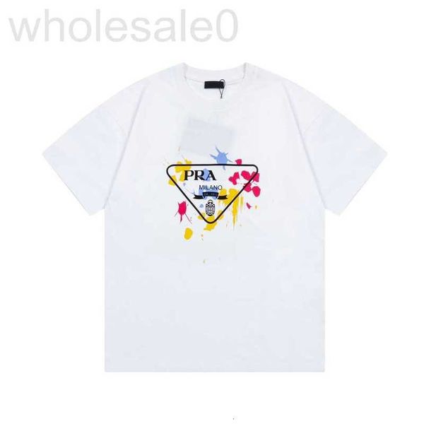 T-shirt da uomo firmate Versione corretta 1.1 Pra T-shirt a maniche corte con scollo tondo con lettera triangolare in rilievo per uomo e donna Paris Donkey 1v TV9S